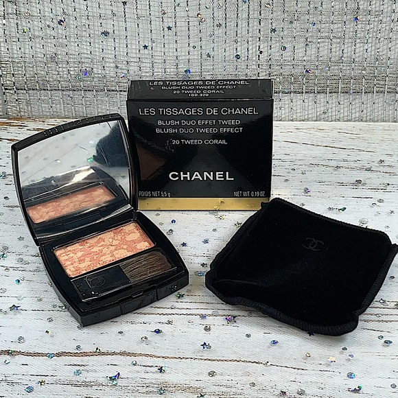 Chanel Les Tissages De Chanel Blush Duo Tweed Effect, 20 Tweed Corail RARE *NIB* - Picture 1 of 11